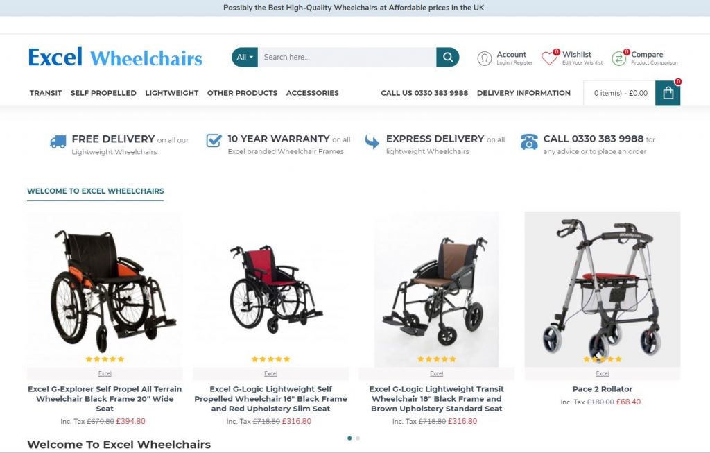 Excel Wheelchairs Online Shop